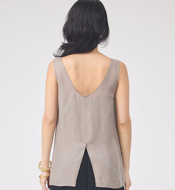 Rouge vif「キュプラフィブリルUネックノースリーブブラウス/ジレ【予約】」|シャツ・ブラウス|