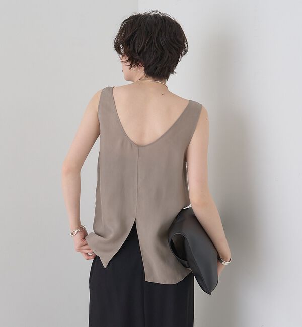 Rouge vif「キュプラフィブリルUネックノースリーブブラウス/ジレ【予約】」|シャツ・ブラウス|