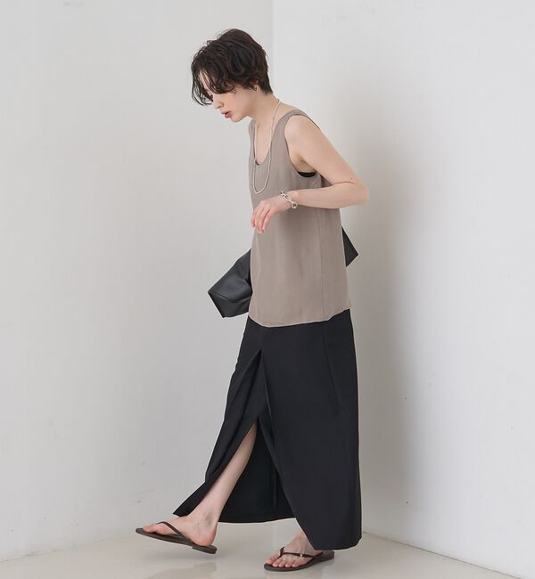 Rouge vif「キュプラフィブリルUネックノースリーブブラウス/ジレ【予約】」|シャツ・ブラウス|