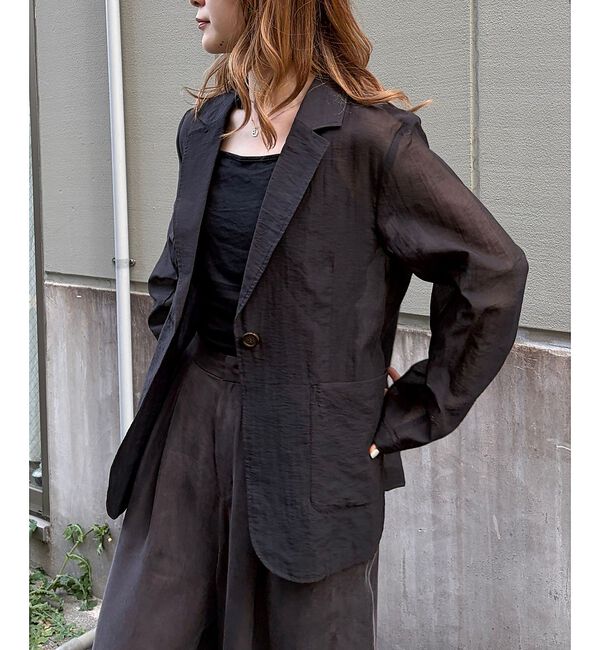 Rouge vif「【一部店舗限定】シアーシングルジャケット」|テーラードジャケット|ブラック