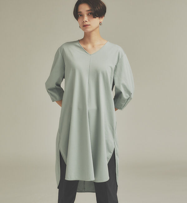 qualite「ロングチュニックカットソー」|Tシャツ・カットソー|ライトブルー