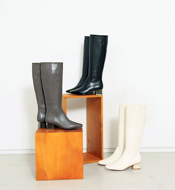 AU BANNISTER「【スノーソール】マーブルヒールロングブーツ」|ショートブーツ|