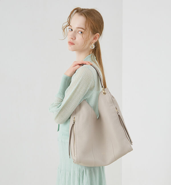 LOWELL things「【再入荷】Valley/かがりレザーワンショルダー」|ショルダー・メッセンジャー|ライトグレー