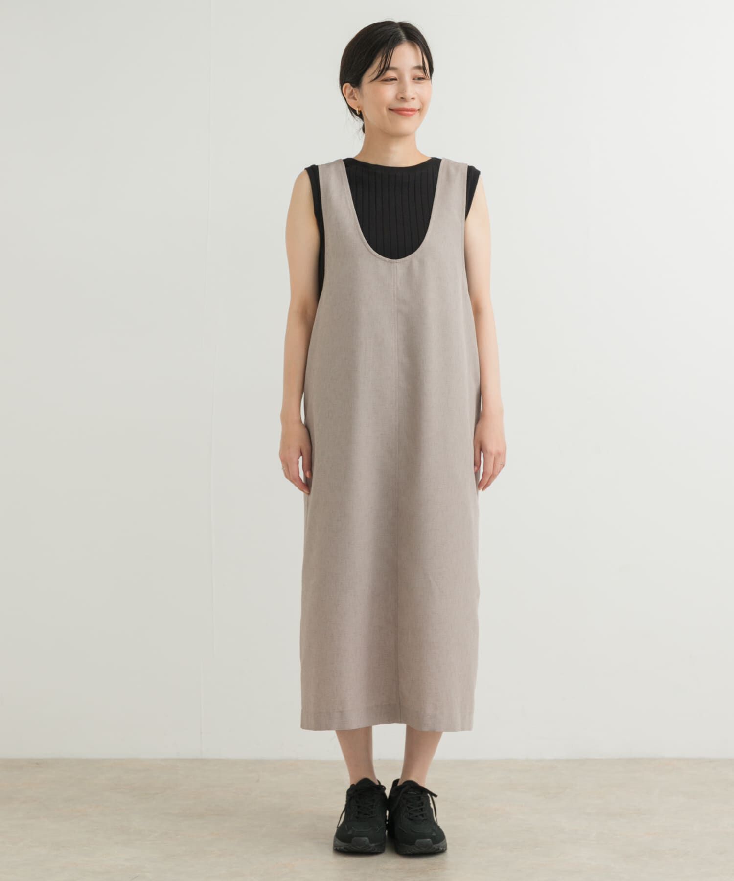 URBAN RESEARCH DOORS「ドライタッチUネックジャンパースカート」|ワンピース|