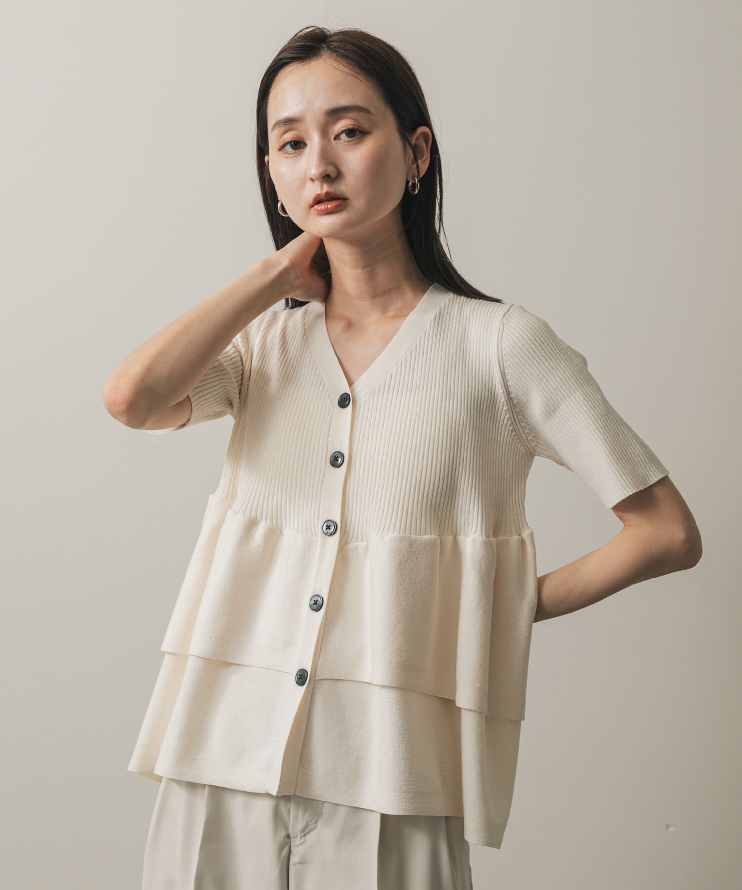 SENSE OF PLACE by URBAN RESEARCH「『WEB限定』ペプラムカーディガン(半袖)」|カーディガン|