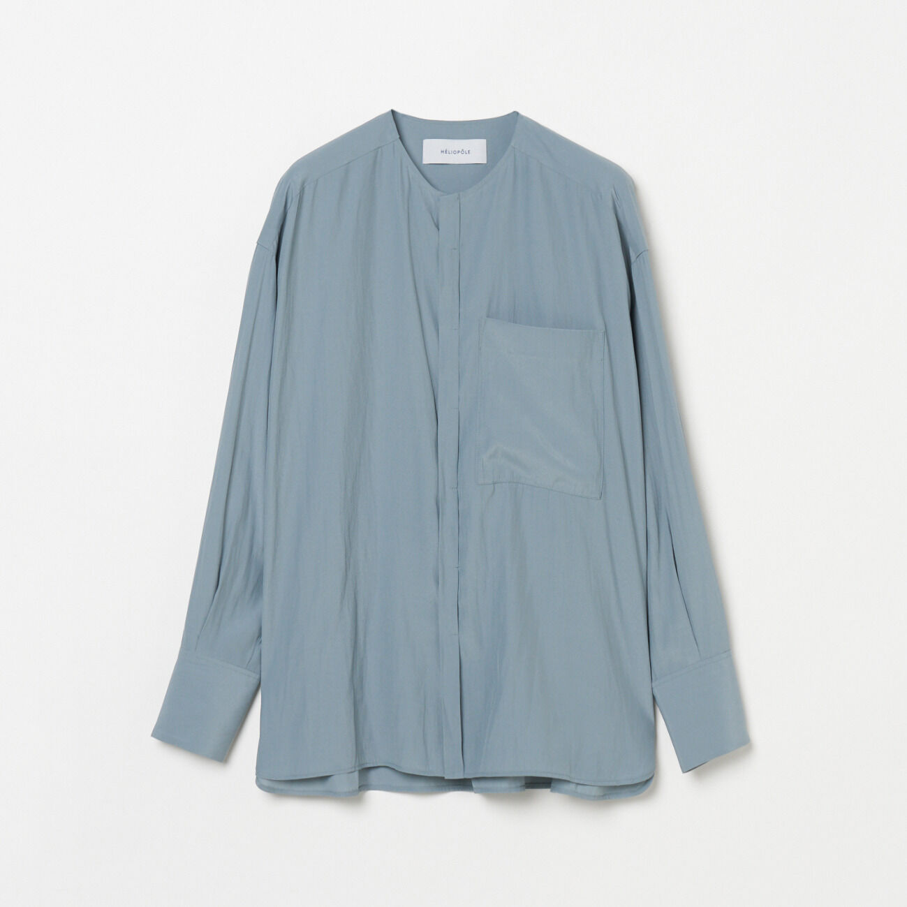 HELIOPOLE「HELIOPOLE CREPE COLLARLESS SHIRT」|シャツ・ブラウス|サックス