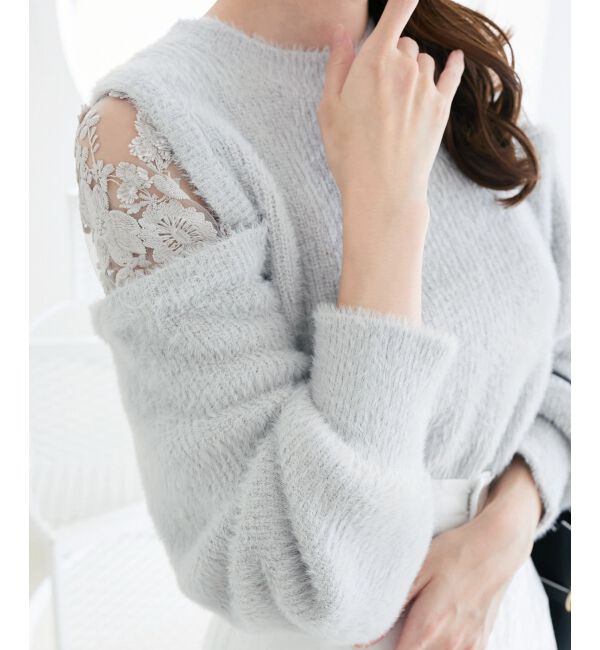  「ショルダーレースシャギーニット」|ニット・セーター|