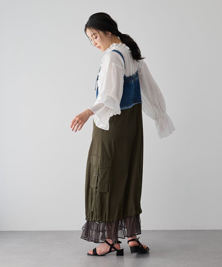 Editt by YECCA VECCA「デニムMIXデザインサロペット」|オールインワン|