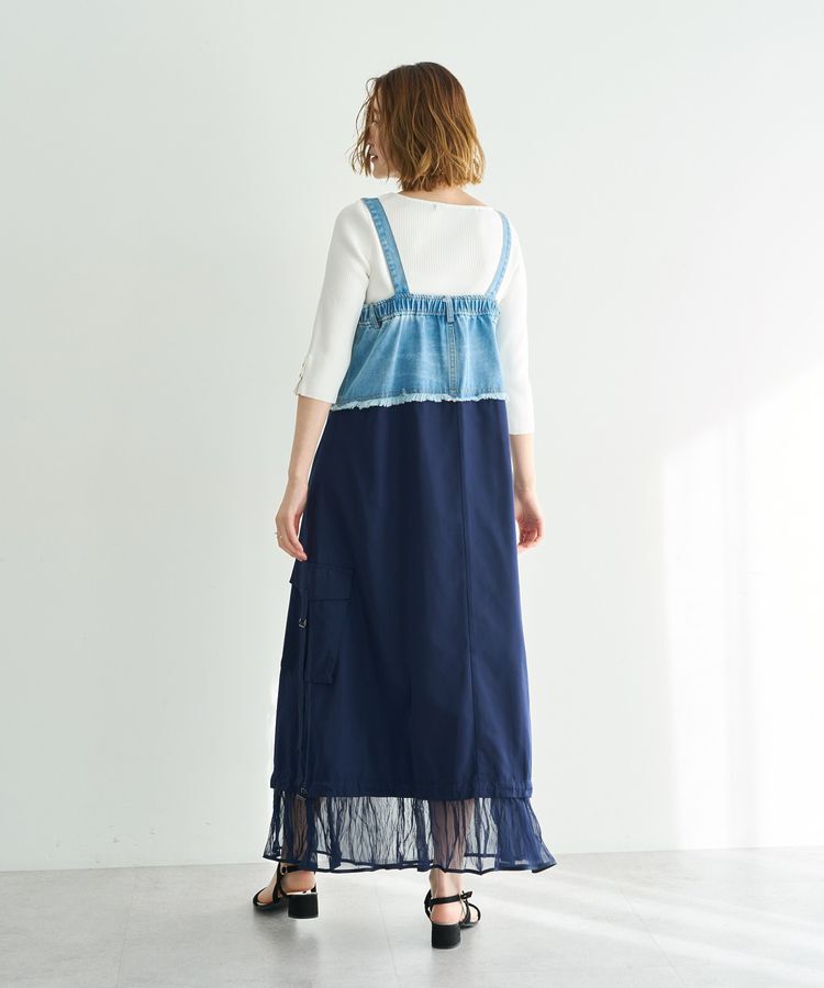 Editt by YECCA VECCA「デニムMIXデザインサロペット」|オールインワン|