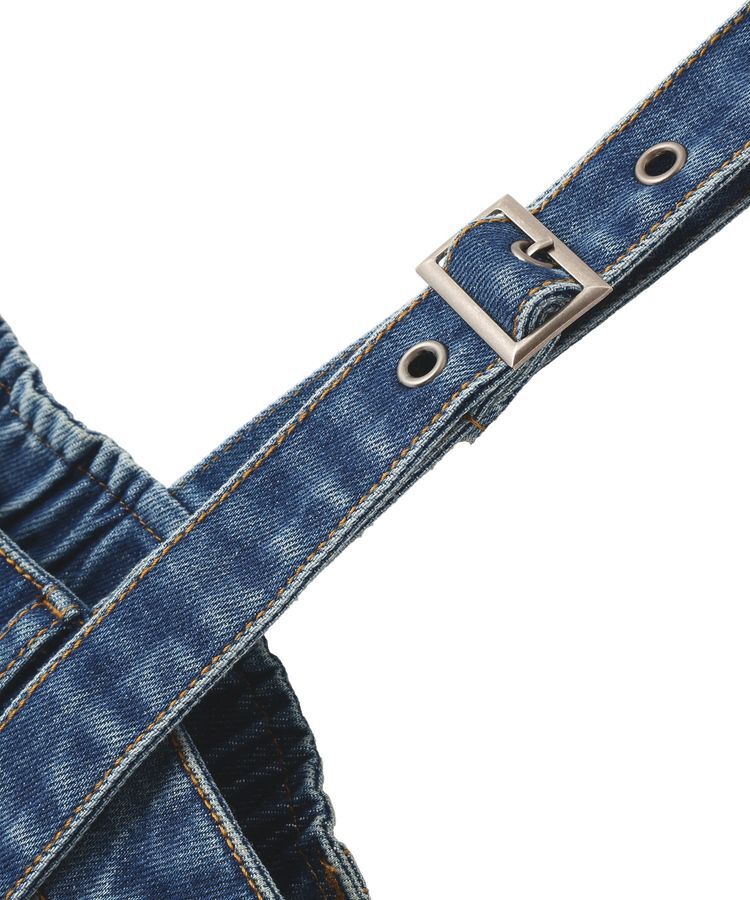 Editt by YECCA VECCA「デニムMIXデザインサロペット」|オールインワン|