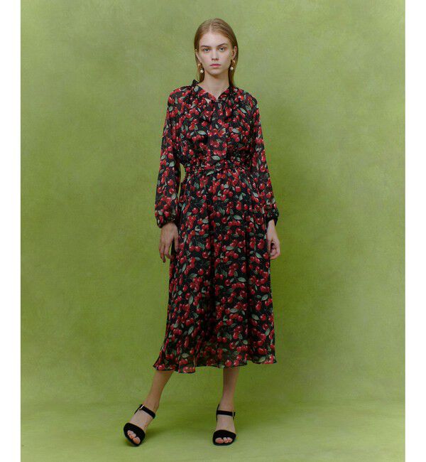 LOULOU WILLOUGHBY「【LOULOU WILLOUGHBY】LISAチェリープリント リボンワンピース」|ワンピース|