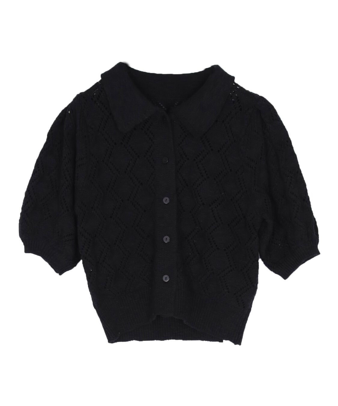 titivate「透かし編みパフスリーブニットトップス」|ニット・セーター|