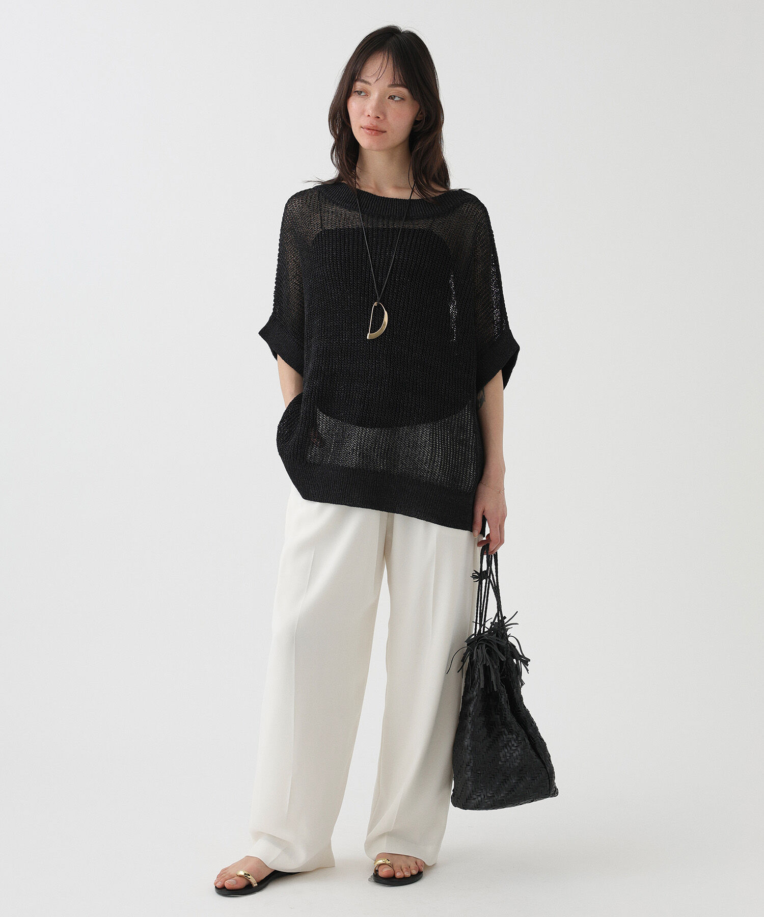 BABYLONE「ペーパーフレンチ袖プルオーバー」|ニット・セーター|