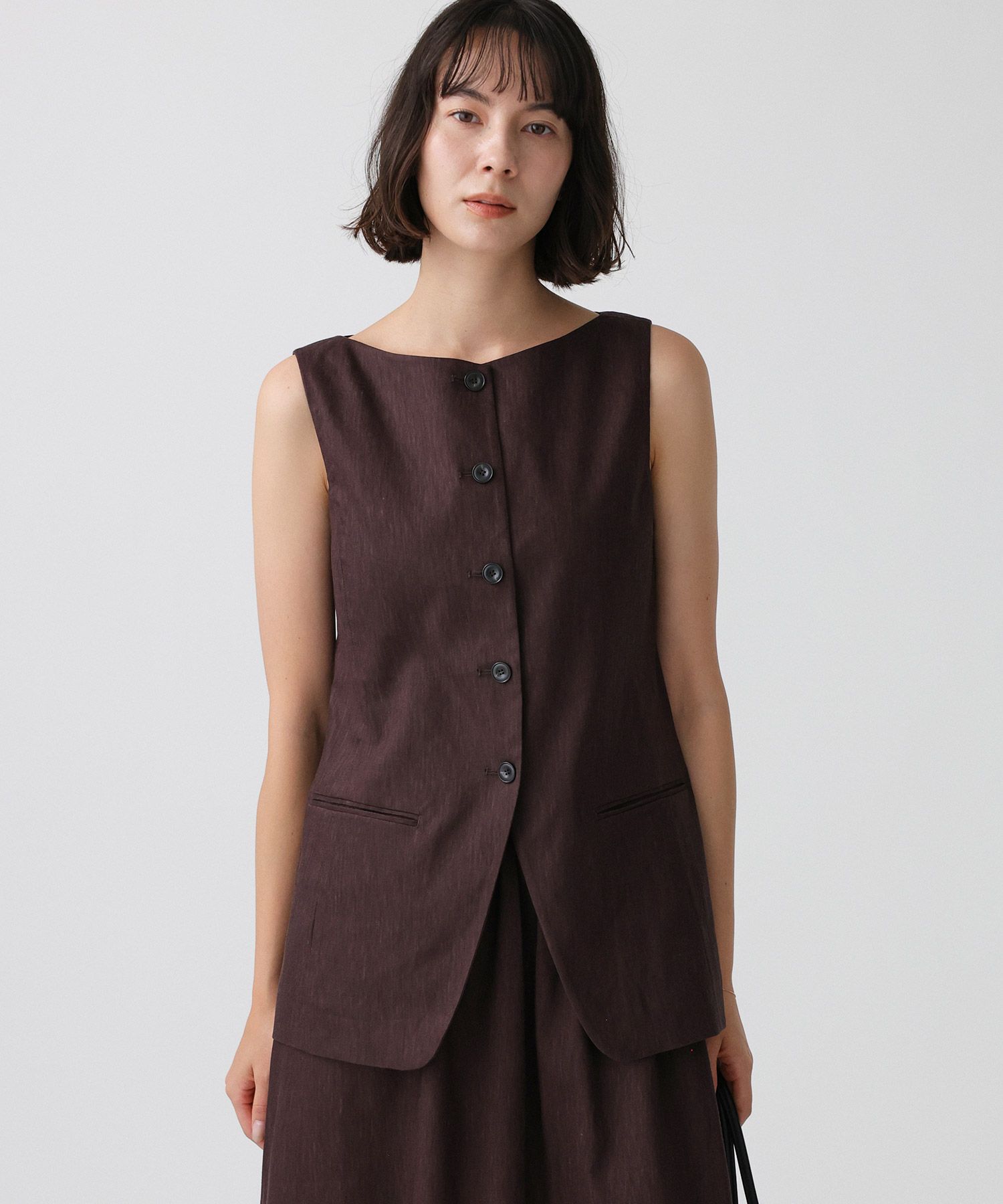 BABYLONE「ソフトレーヨンジレ<セットアップ対応>」|ベスト・ジレ|ﾀﾞｰｸﾌﾞﾗｳﾝ