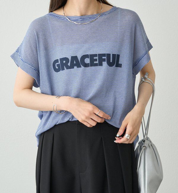  「ミジンボーダーロゴプリントTシャツ」|Tシャツ・カットソー|ブルー系その他