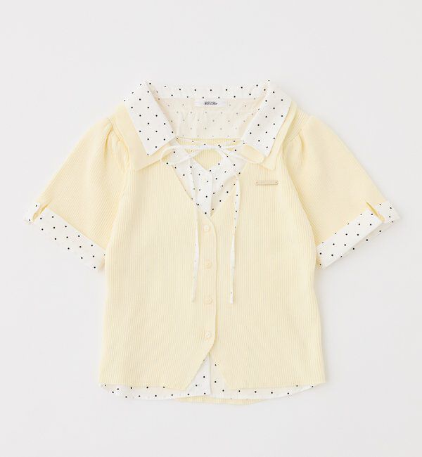  「シャツドッキング半袖トップス」|ニット・セーター|