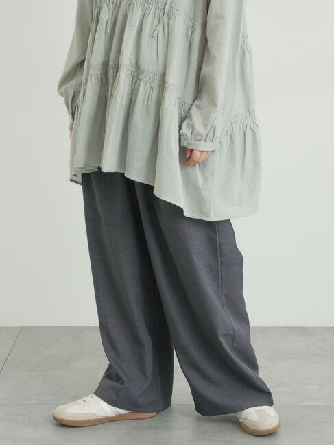 Samansa Mos2「ツータックワイドパンツ」|その他|チャコールグレー
