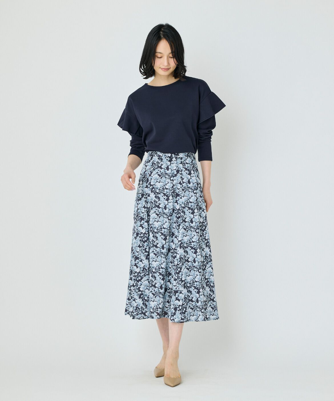 7-IDconcept.「《大きいサイズ》切り替えマーメイドスカート」|フレア|