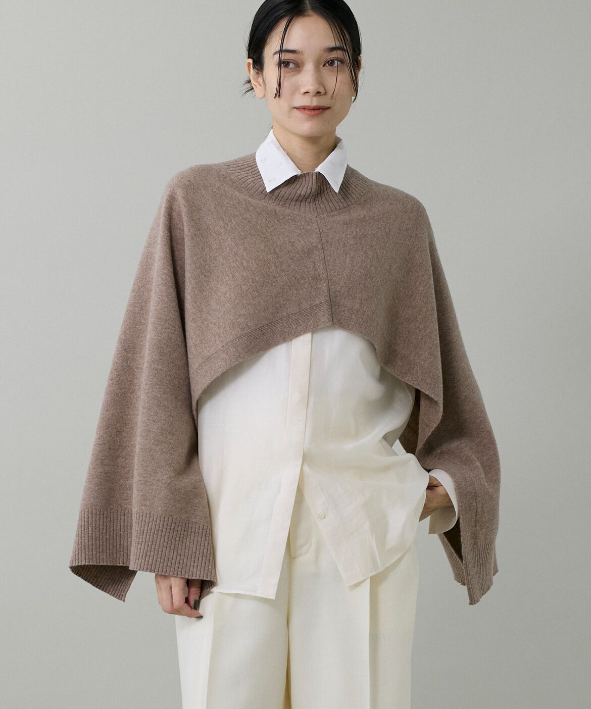 INED「2WAYハイネックニットジレ」|ストール|