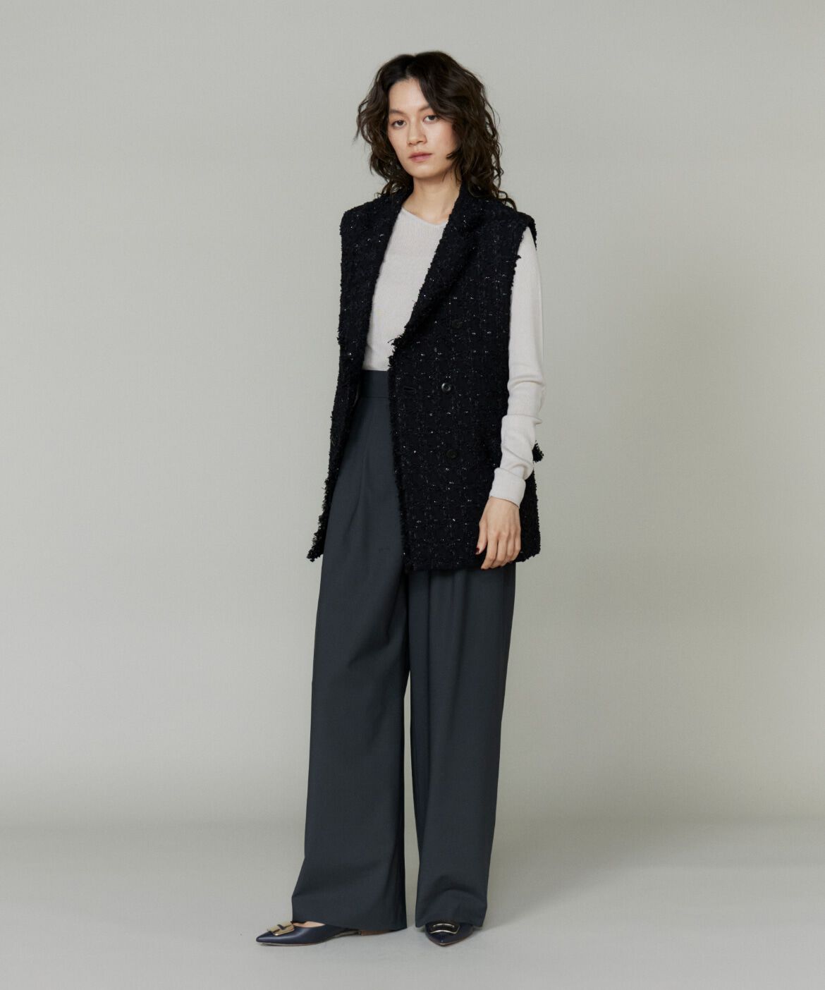 la veille by SUPERIOR CLOSET「《大きいサイズ》LINTONテーラードジレ」|ダウンベスト・ベスト|