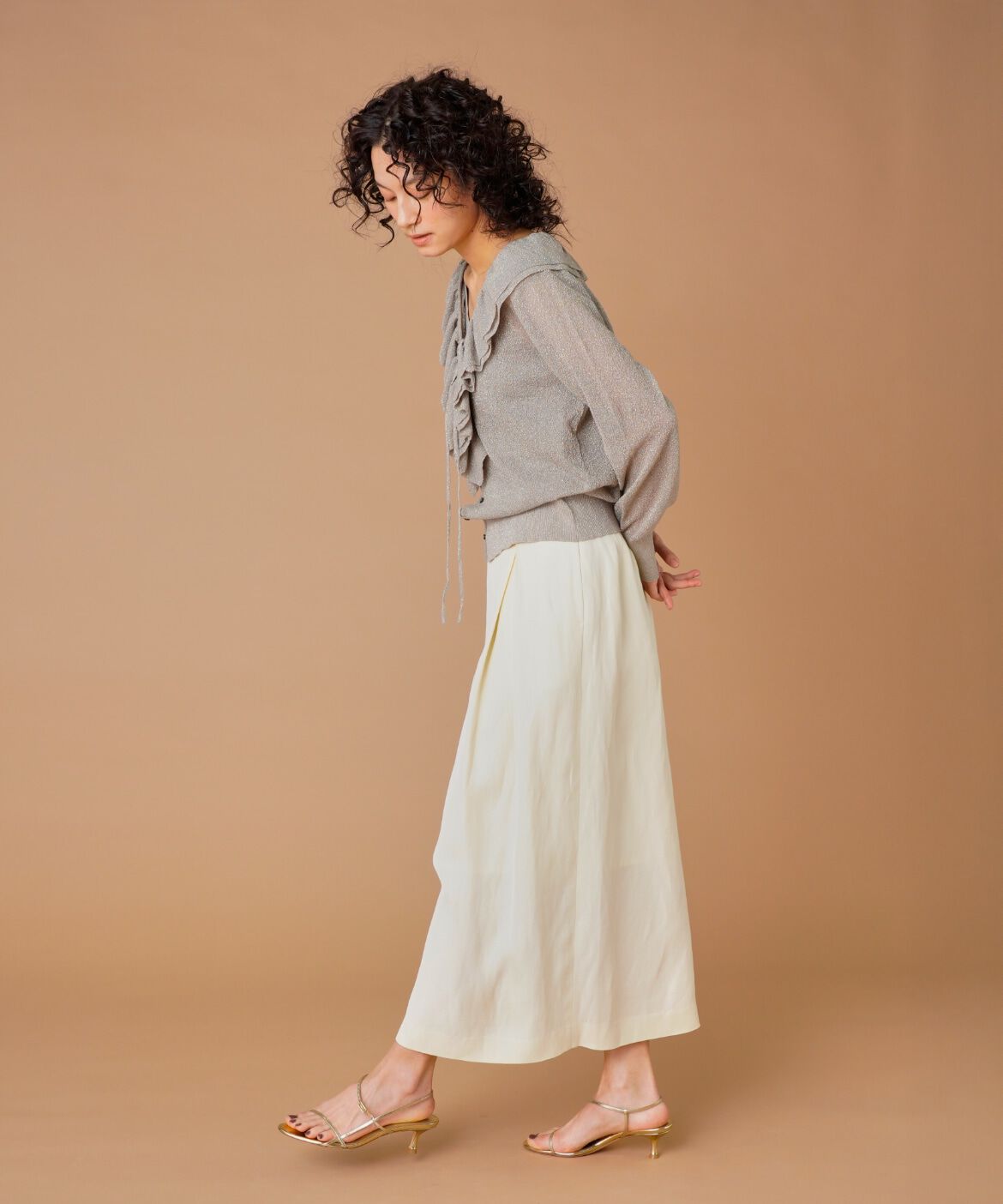 la veille by SUPERIOR CLOSET「ラメニットフリルカーディガン」|カーディガン|