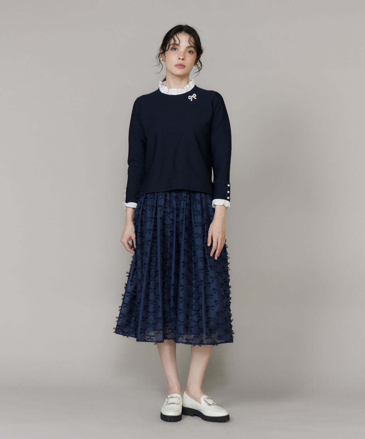 Maglie le cassetto「リボンパールブローチ」|ブローチ・コサージュ|