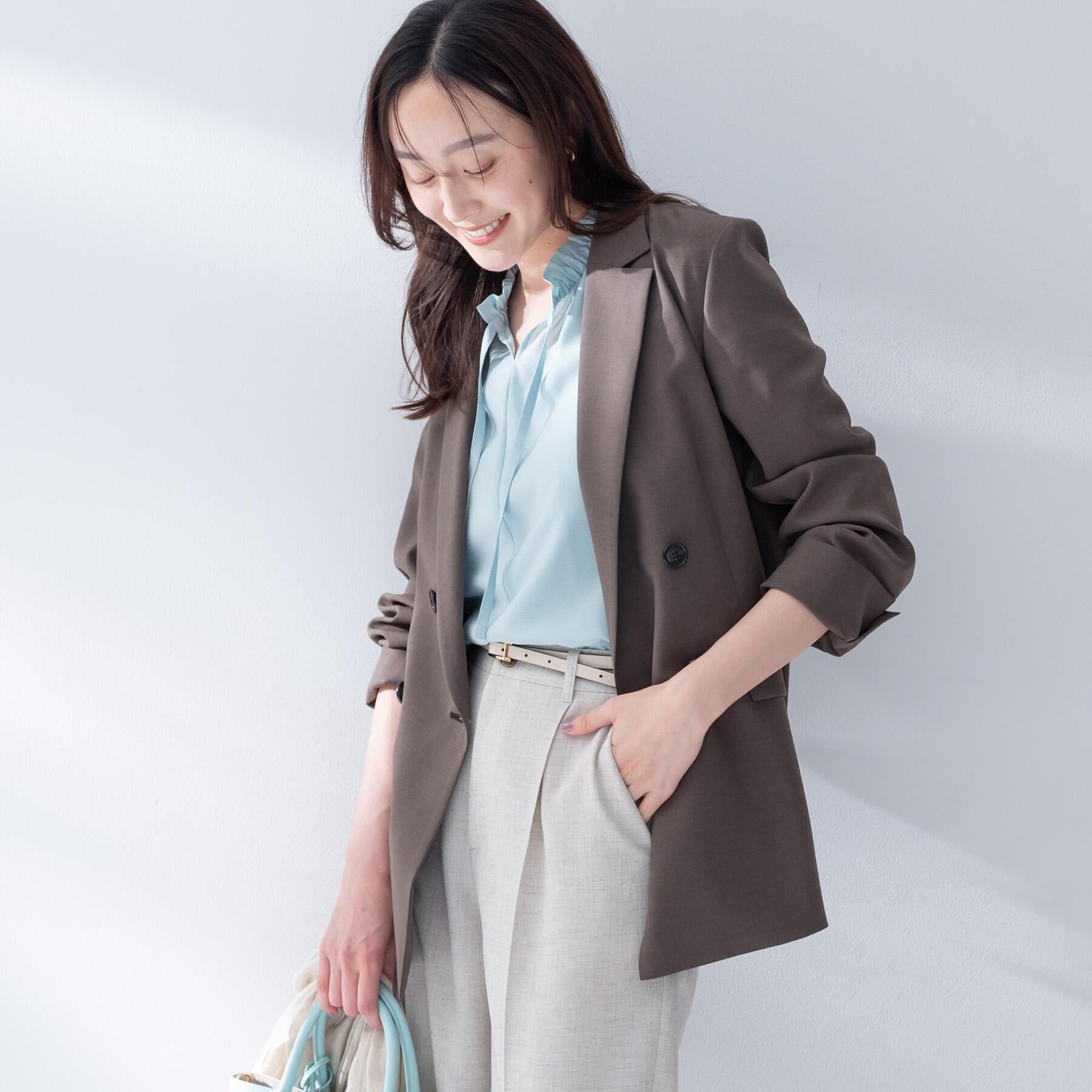 UNTITLED「【接触冷感/UVカット/洗える】エアリー ダブルブレストジャケット」|テーラードジャケット|