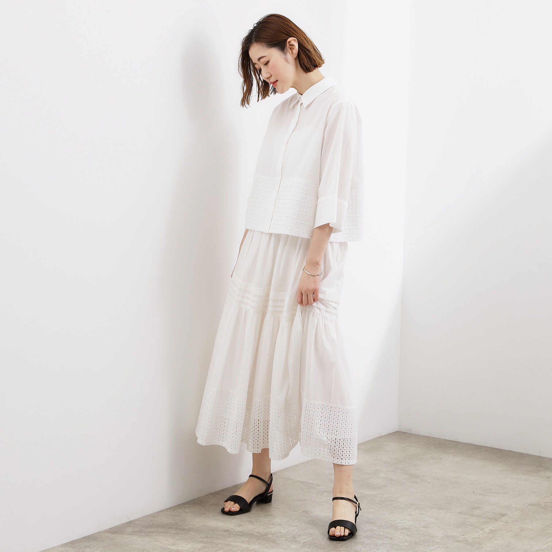 grove「レースドッキング ロールアップシャツ」|シャツ・ブラウス|