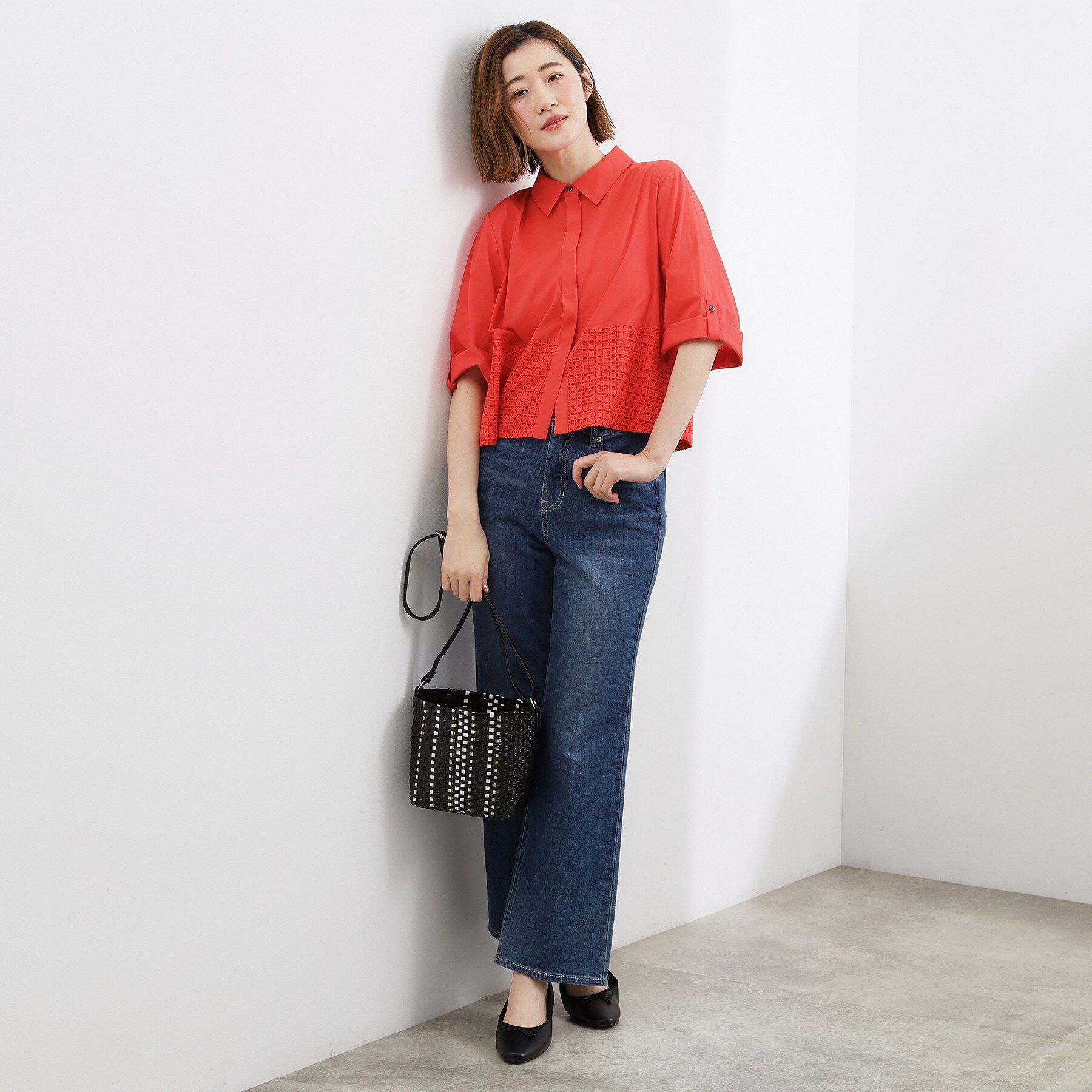 grove「レースドッキング ロールアップシャツ」|シャツ・ブラウス|