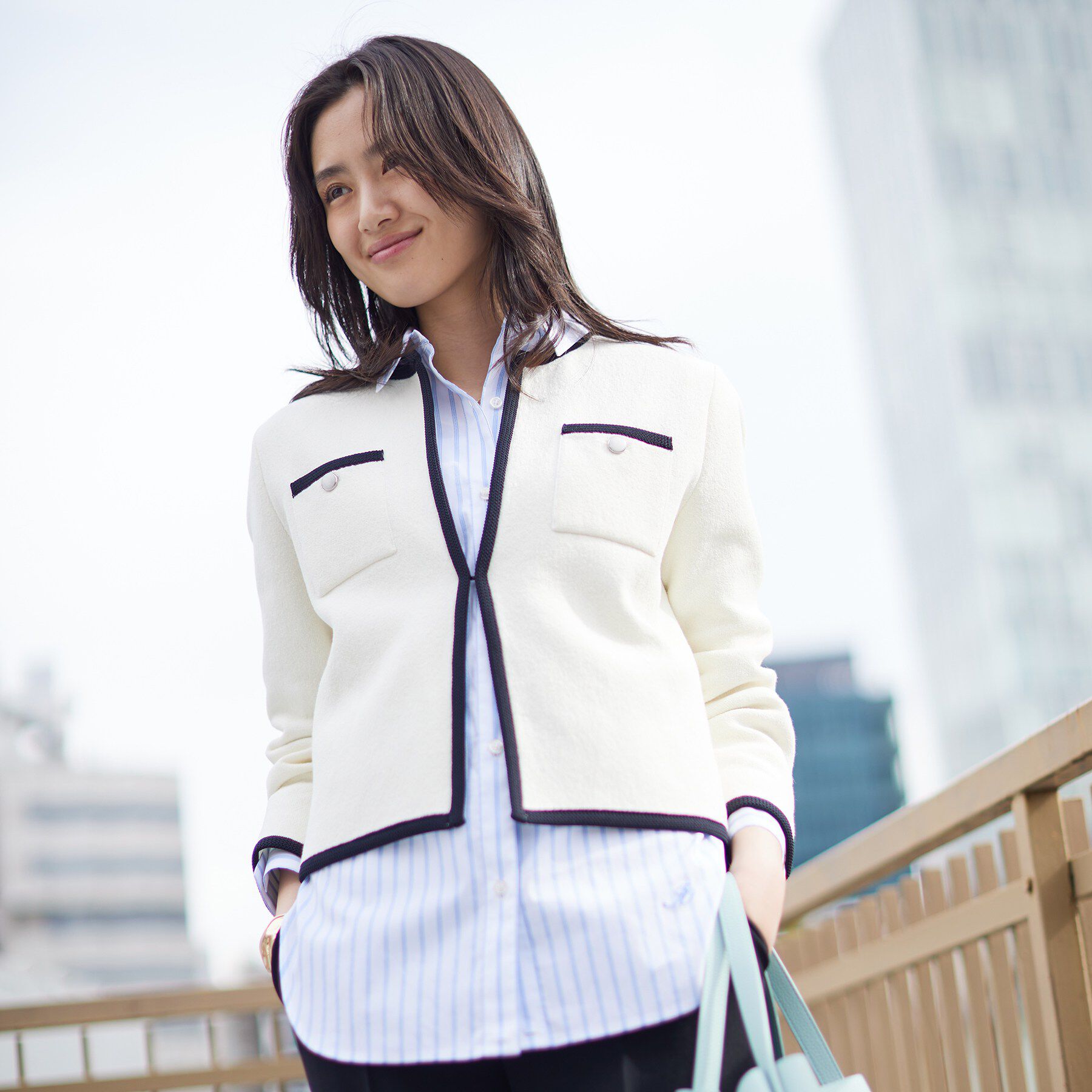 INDIVI「【軽量】ブークレジャケット ニットカーディガン」|カーディガン|オフホワイト(503