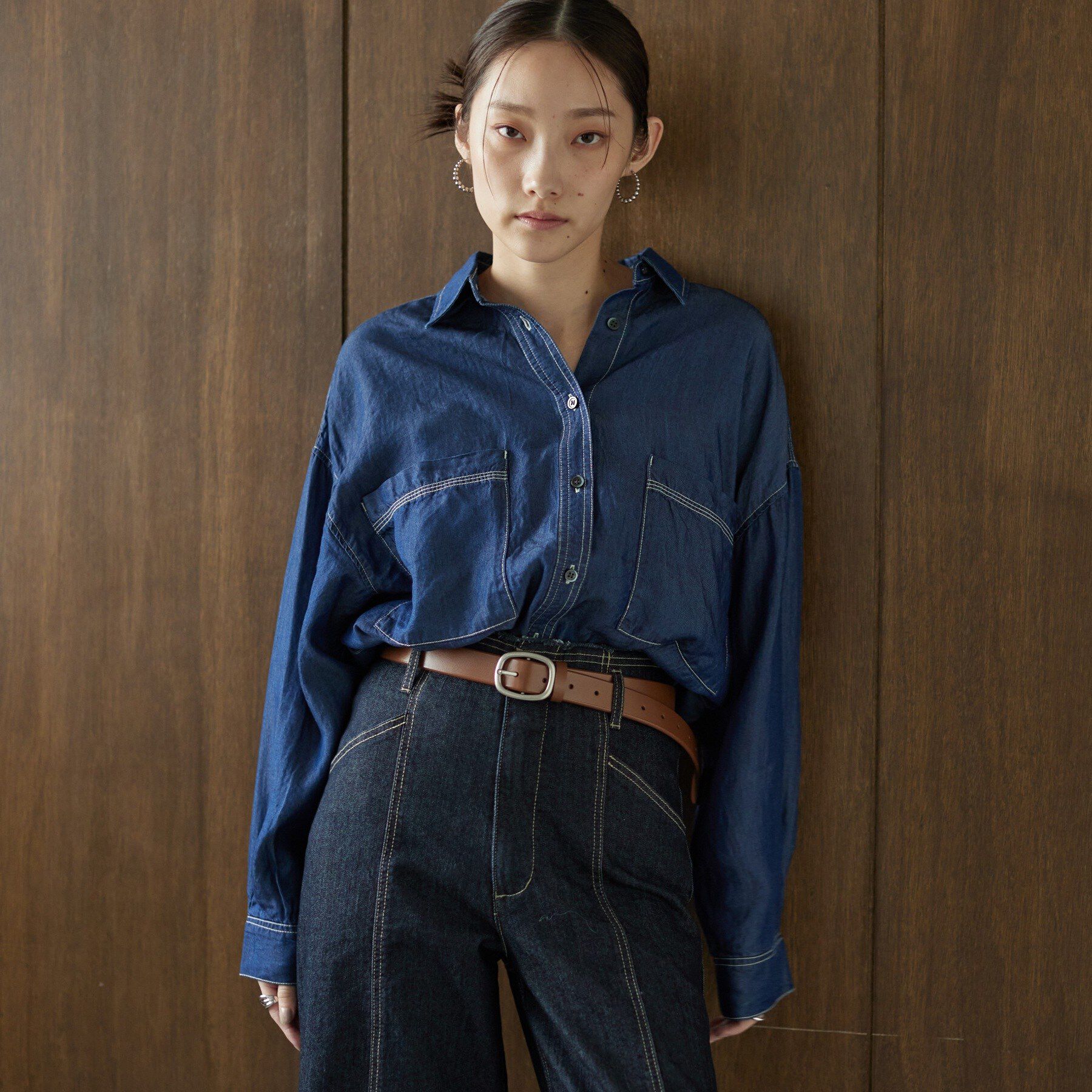 GALLEST「デニムシャツ」|シャツ・ブラウス|ネイビー(094)