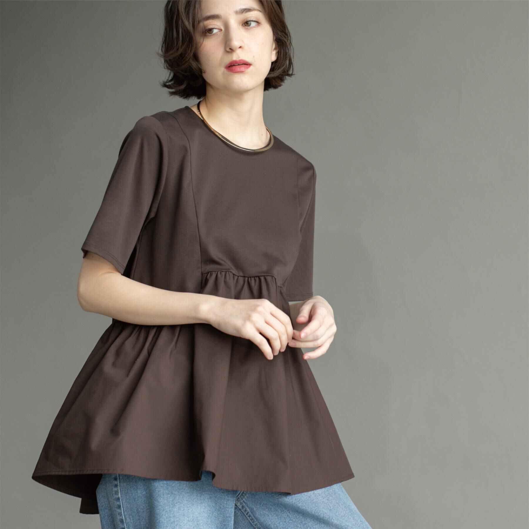 OPAQUE.CLIP「ペプラムドッキングカットソー【洗濯機洗い可】」|Tシャツ・カットソー|