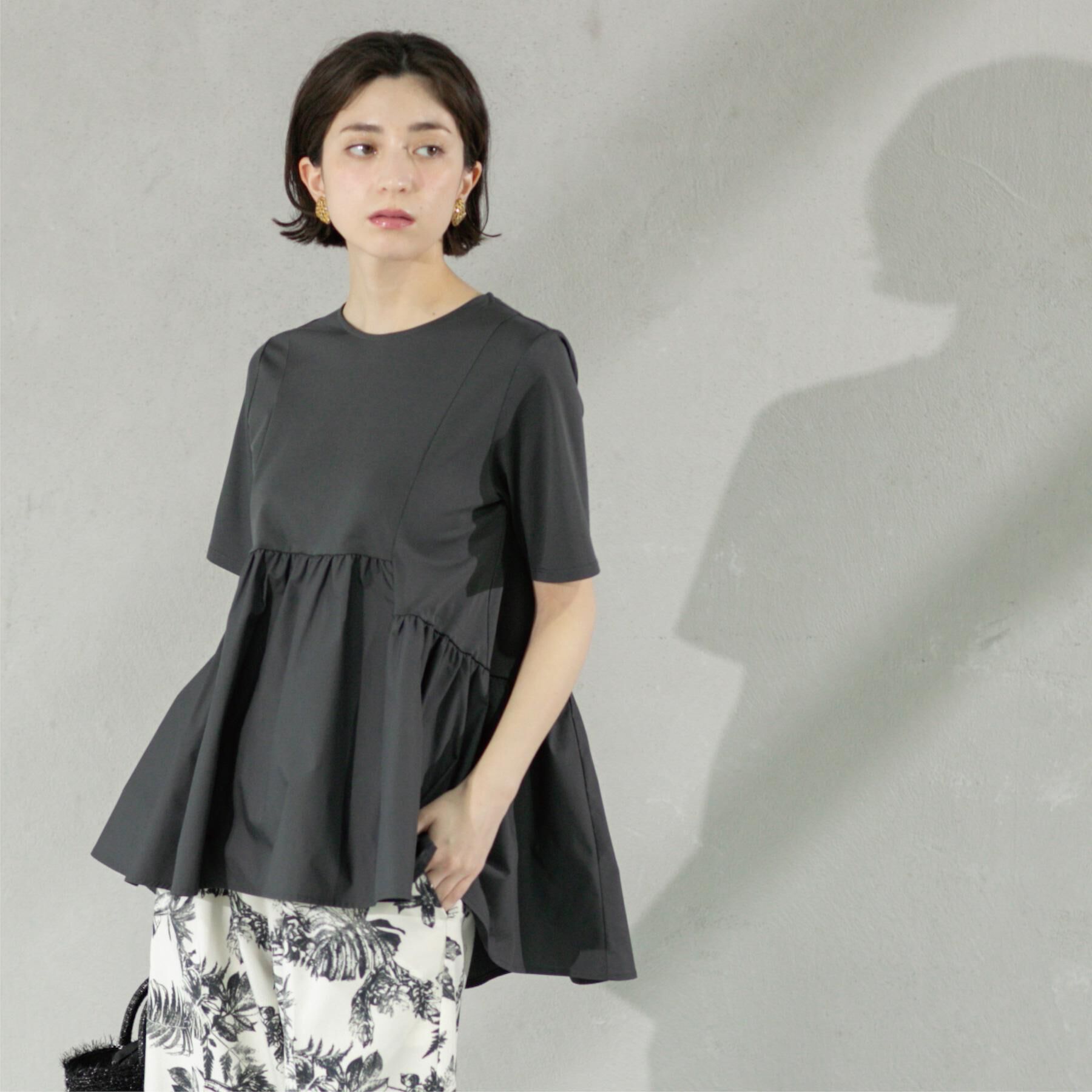 OPAQUE.CLIP「ペプラムドッキングカットソー【洗濯機洗い可】」|Tシャツ・カットソー|