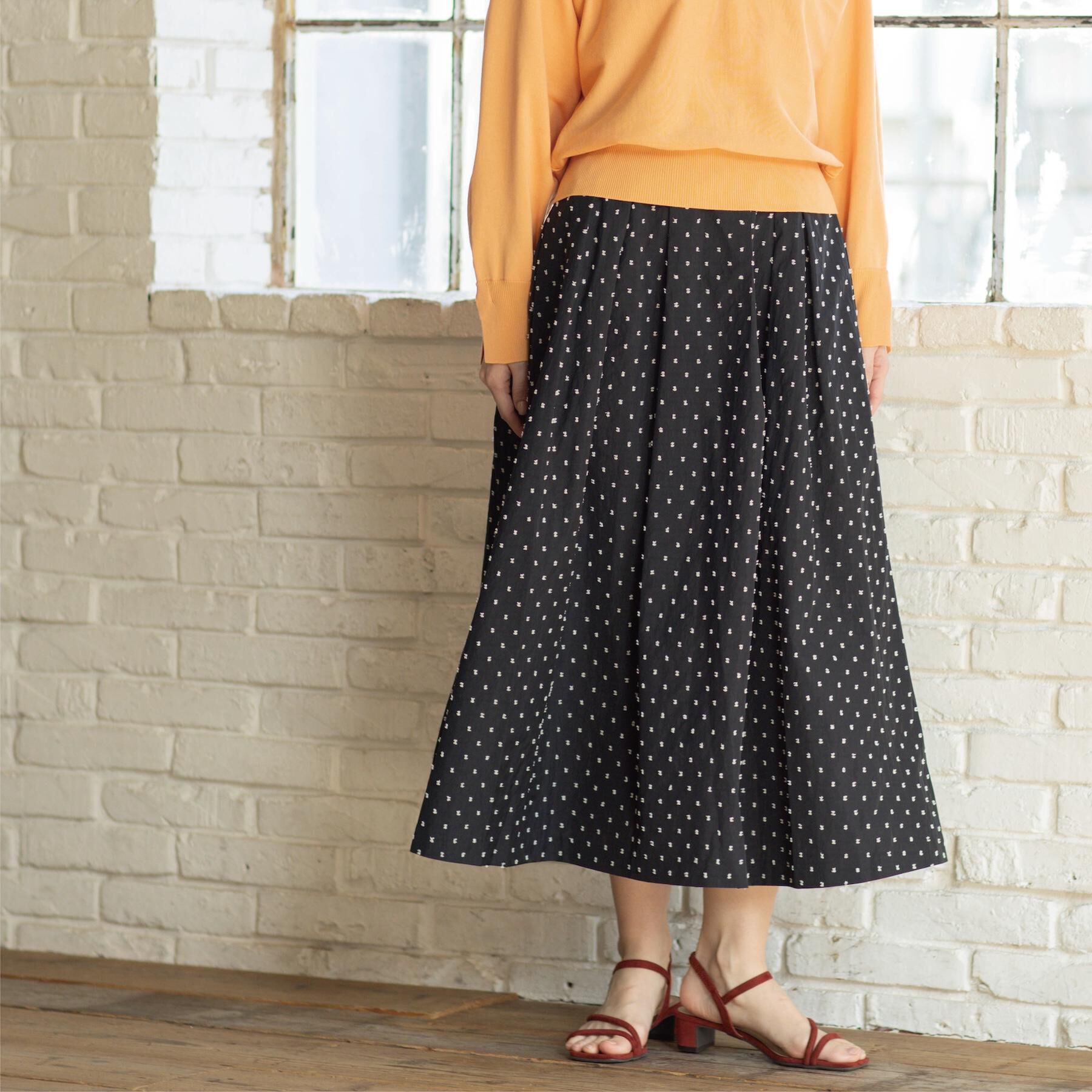 OPAQUE.CLIP「ドビードットタックフレアスカート【洗濯機OK】」|スカート|