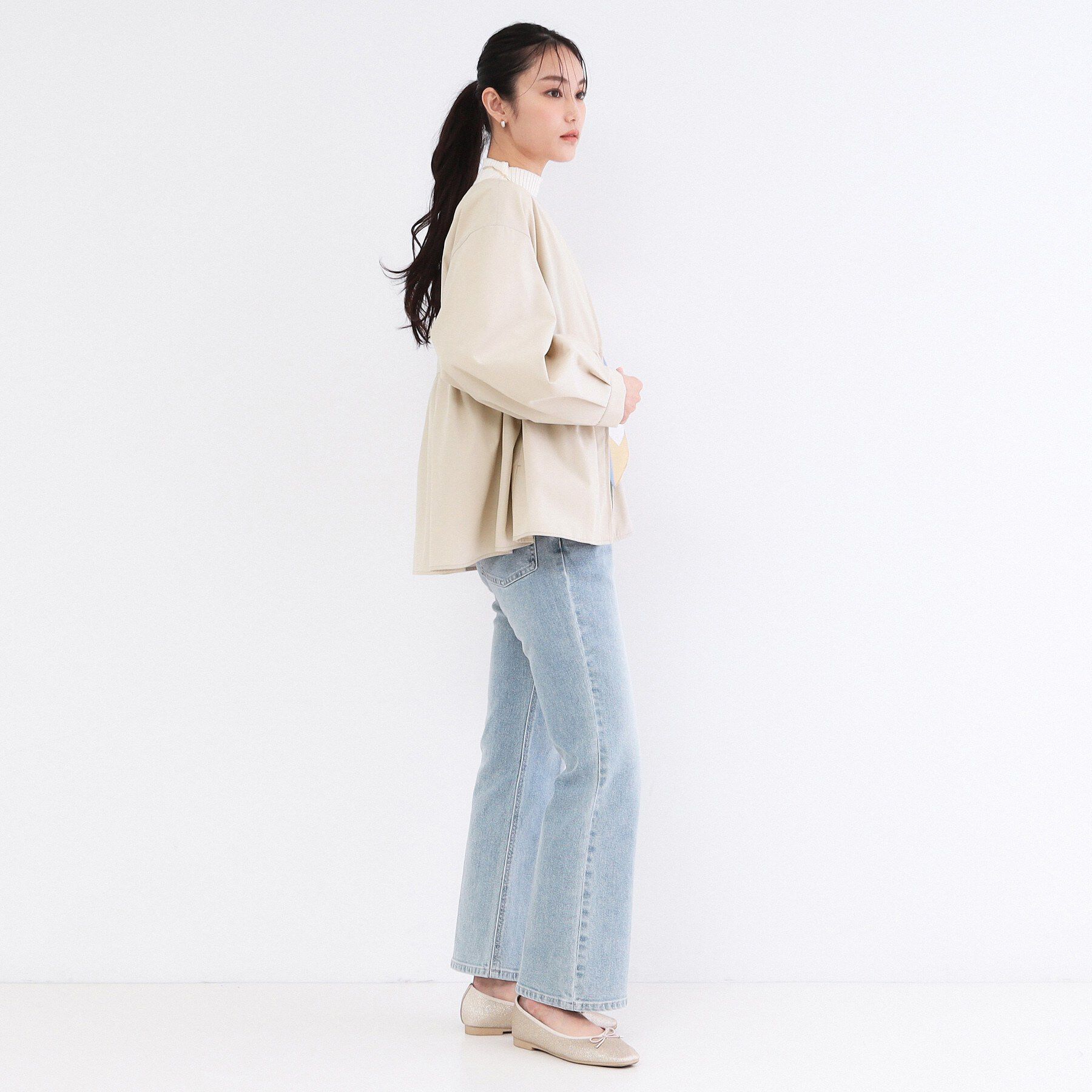 OPAQUE.CLIP「撥水ノーカラーペプラムブルゾン【洗濯機OK/抗ピル】」|ブルゾン・スタジャン|