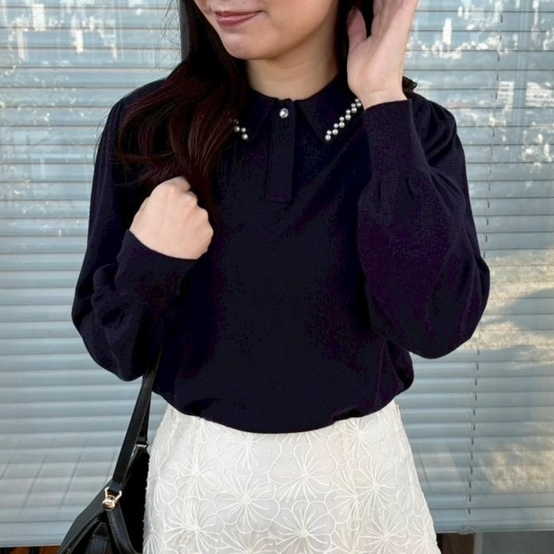 Couture broach「【洗える・着映え】パール調衿ニット」|ニット・セーター|