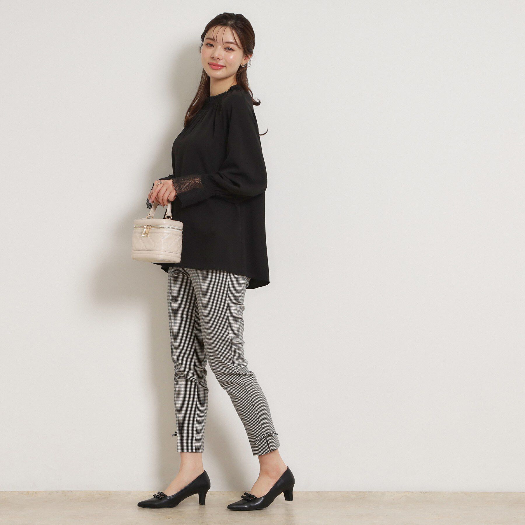 Couture broach「【通勤・着映え】レースカフス ピコシャーリング バックリボンブラウス」|シャツ・ブラウス|