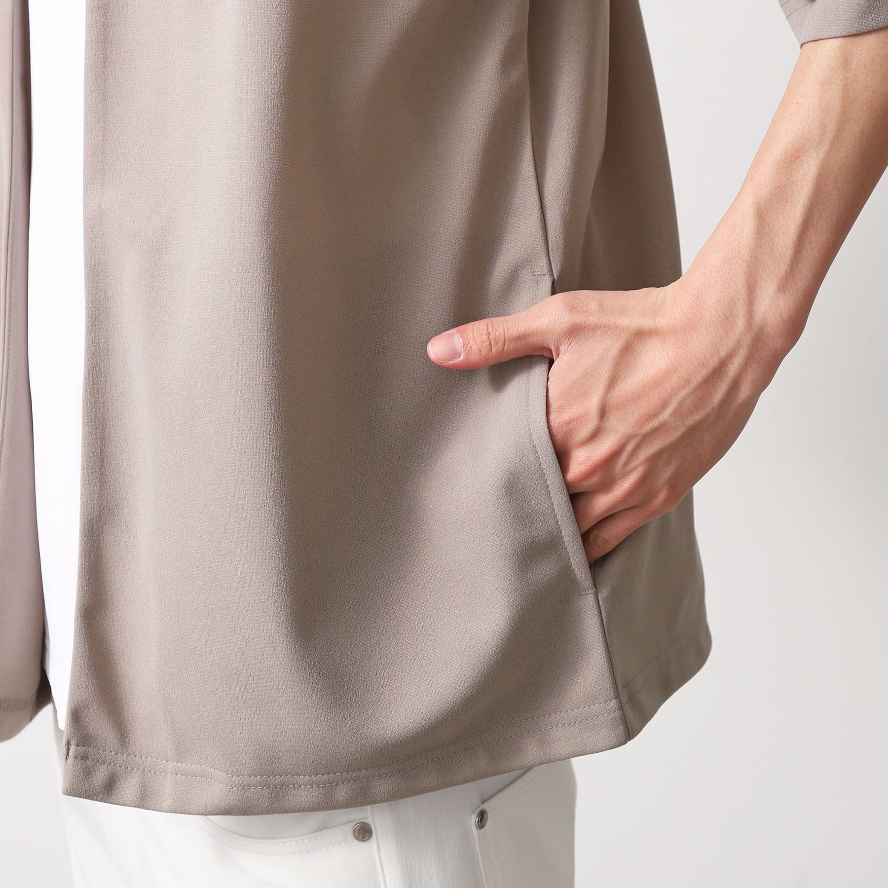 THE SHOP TK「梨地アンサンブルカーディガン　五分袖カーディガン＋半袖Tシャツセット/マシンウォッシャブル」|カーディガン|