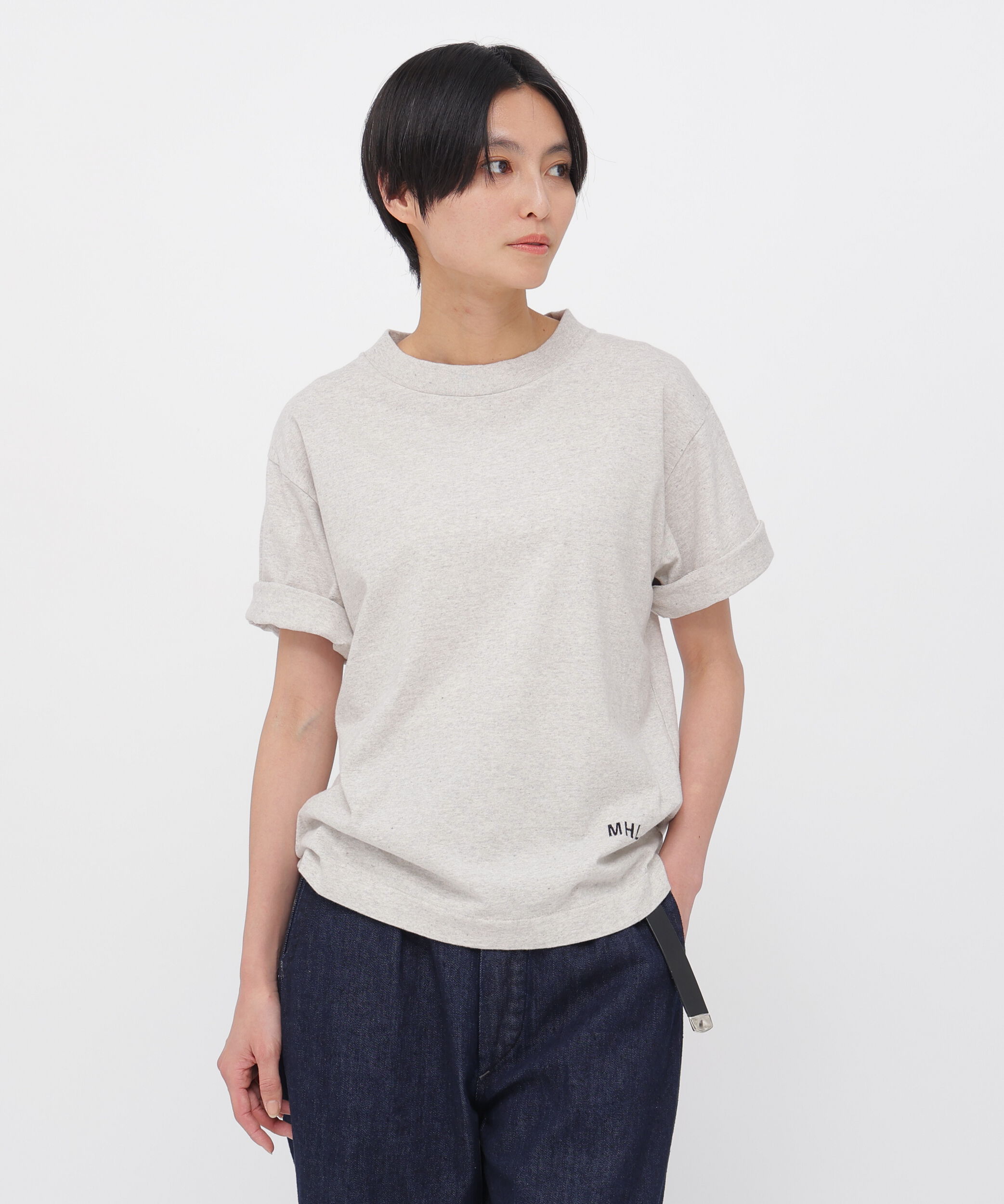 MHL.「UPCYCLED COTTON JERSEY TOP」|Tシャツ・カットソー|GREY