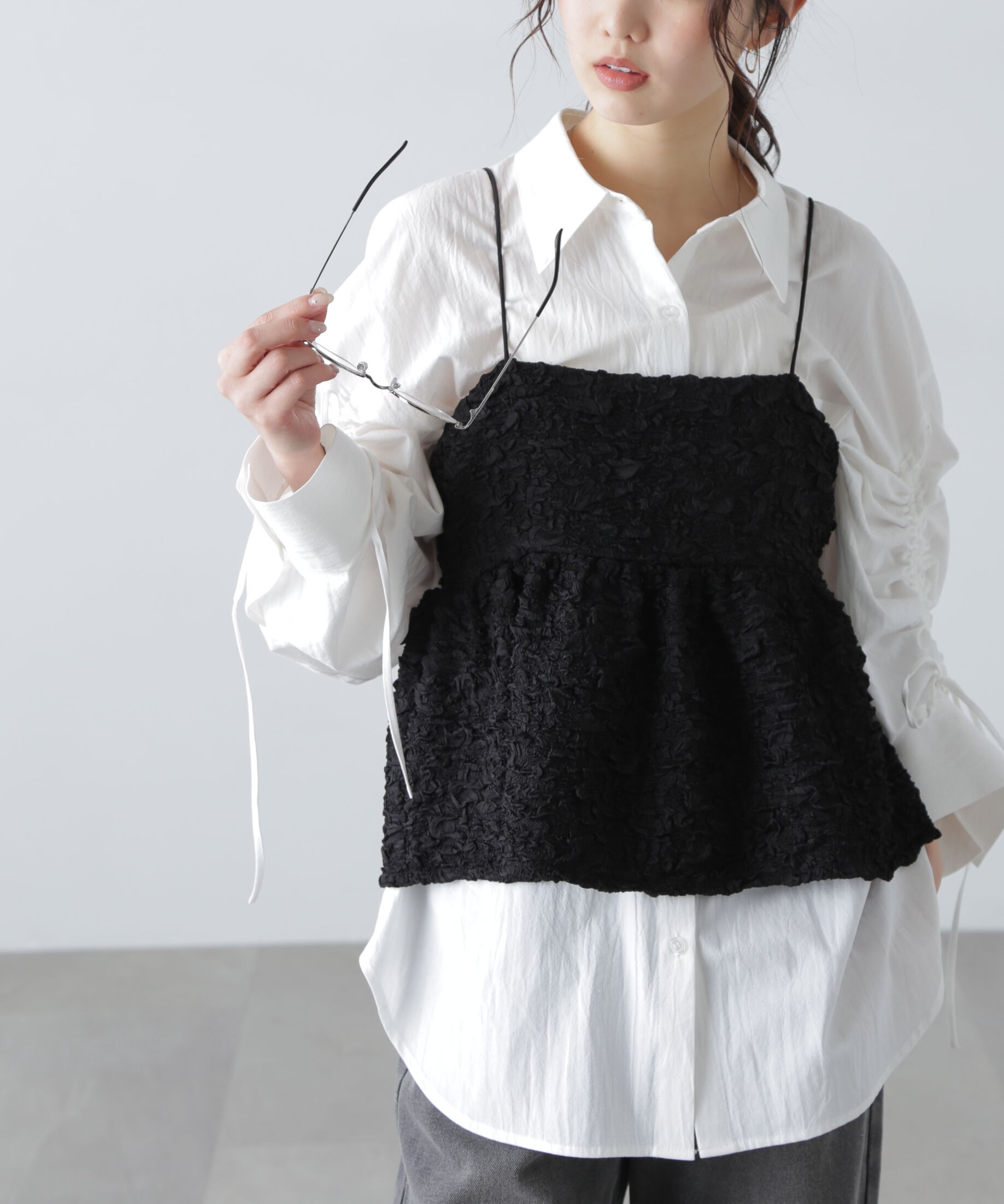  「袖シャーリングオーバーシャツ」|シャツ・ブラウス|