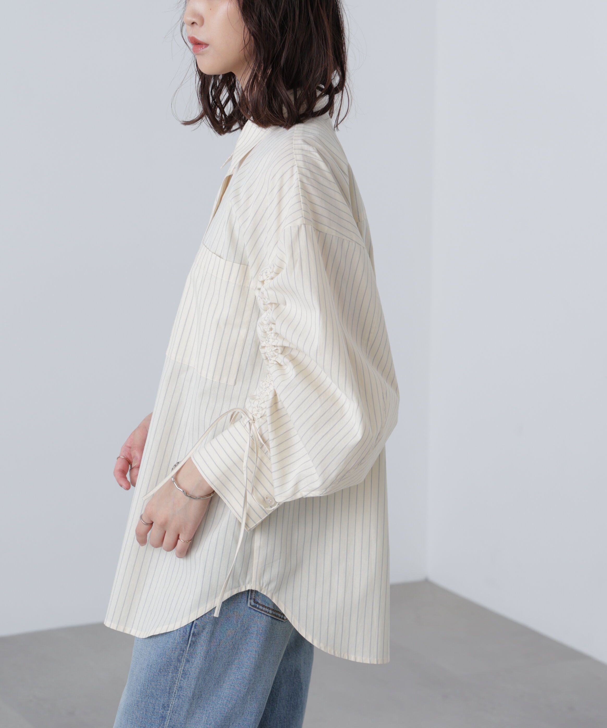  「袖シャーリングオーバーシャツ」|シャツ・ブラウス|