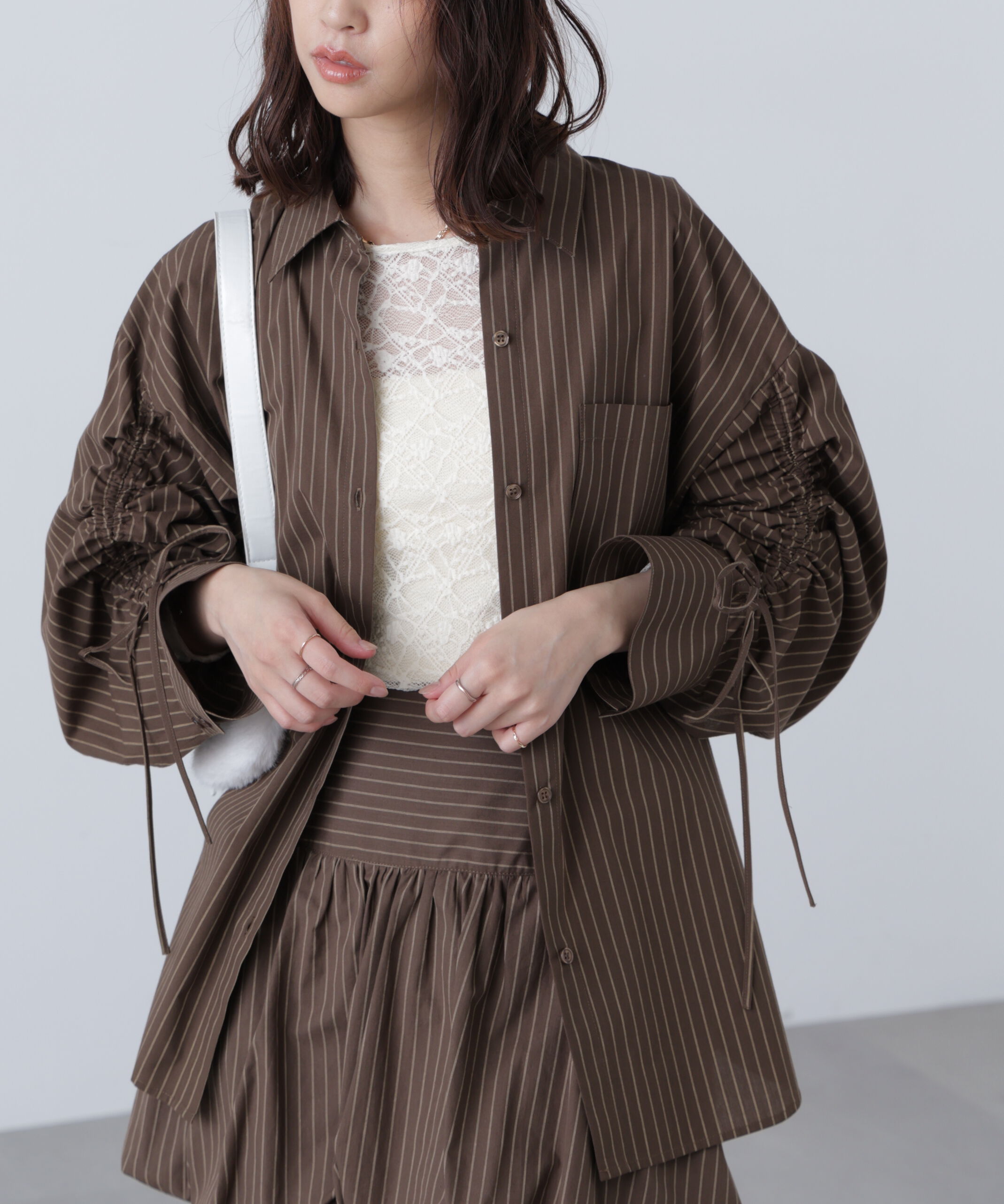  「袖シャーリングオーバーシャツ」|シャツ・ブラウス|