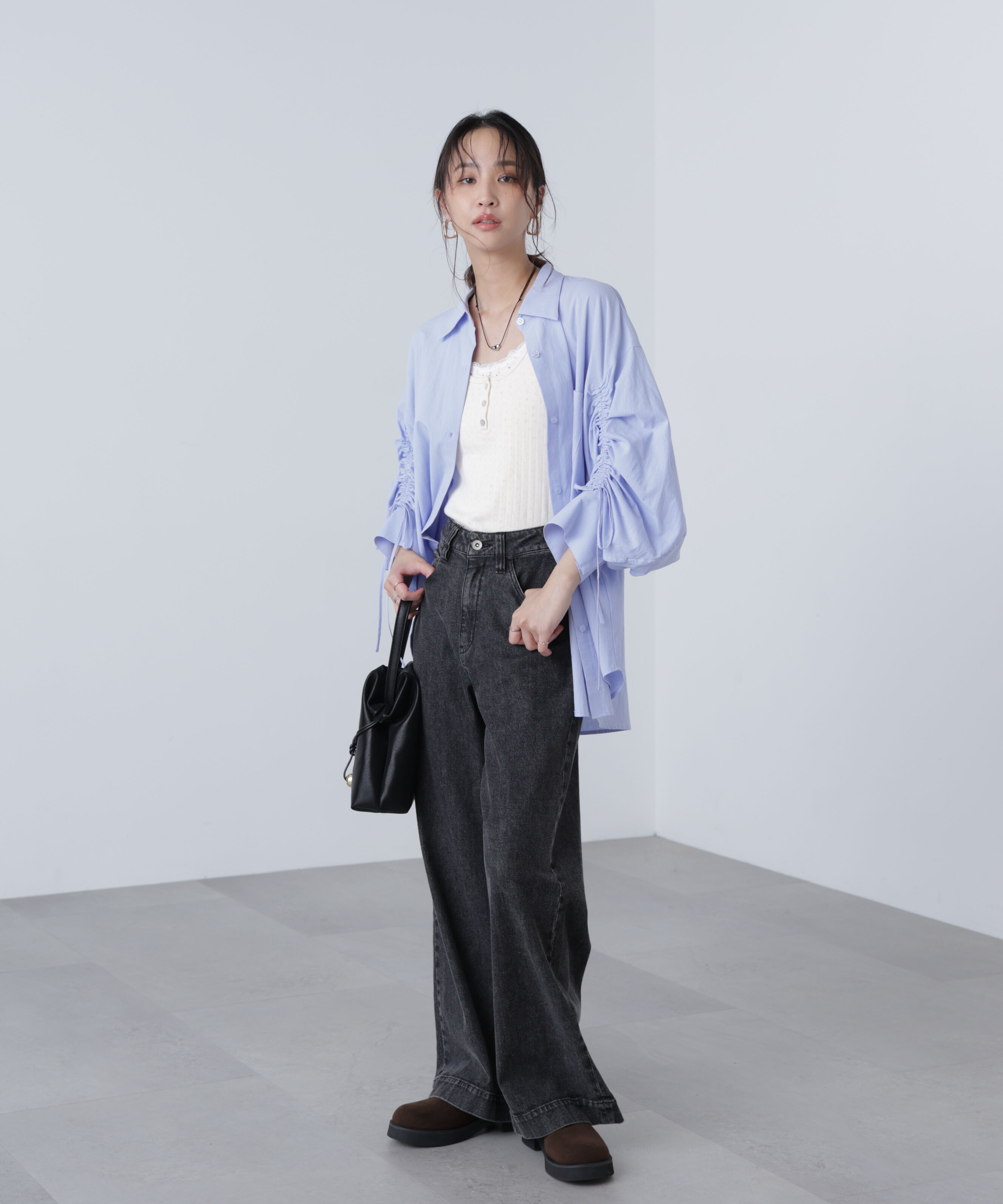  「袖シャーリングオーバーシャツ」|シャツ・ブラウス|