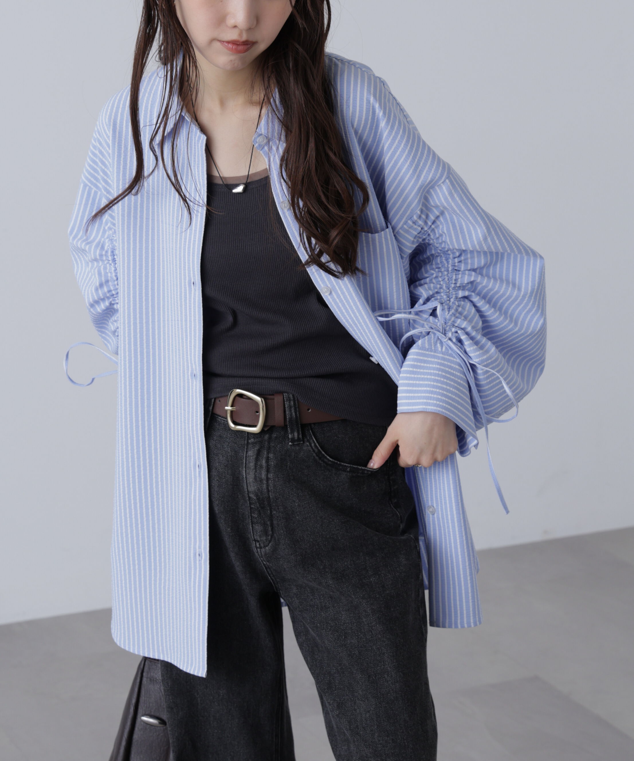  「袖シャーリングオーバーシャツ」|シャツ・ブラウス|