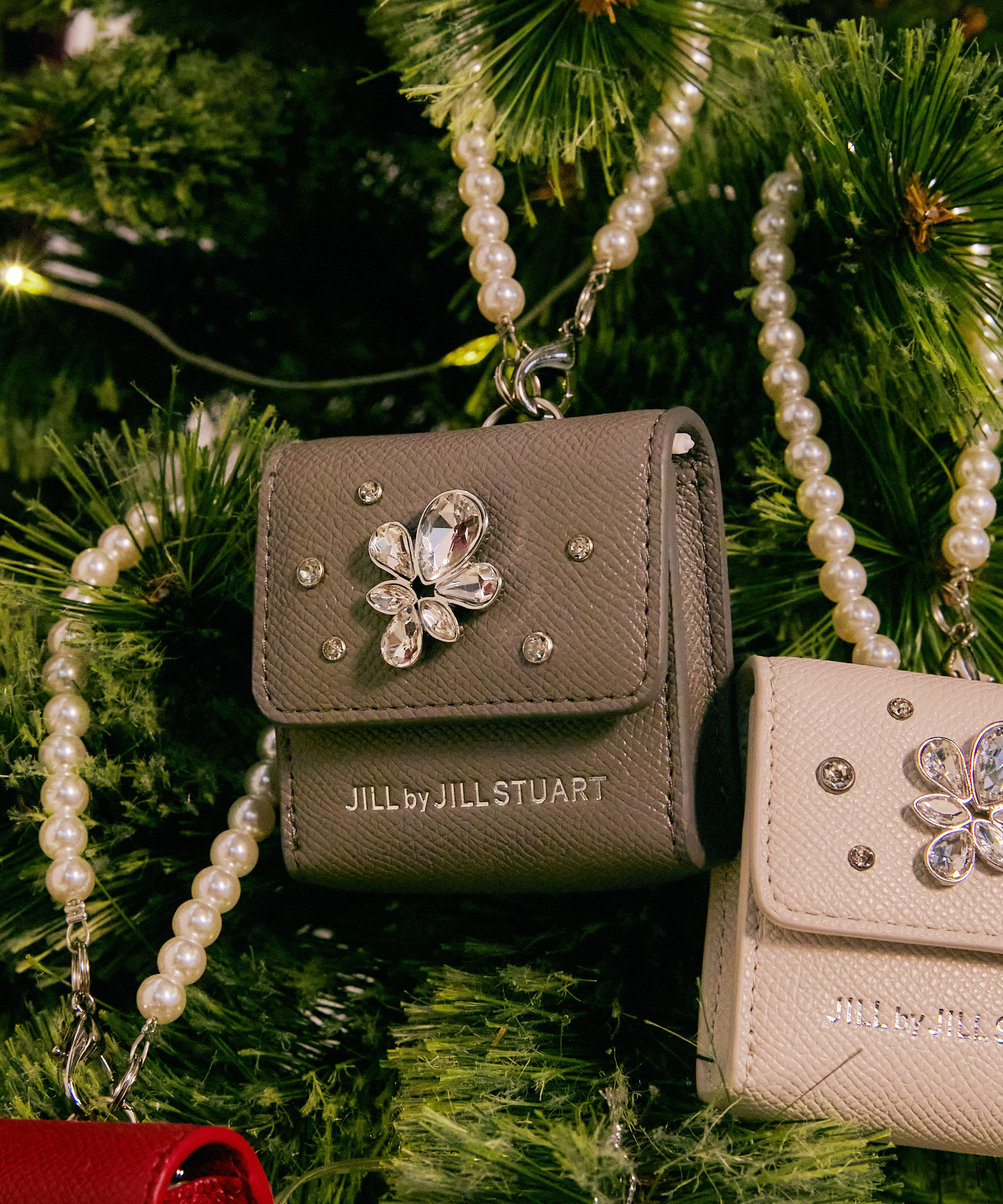  「ランダムビジューミニバッグポーチ」|その他|チャコールグ