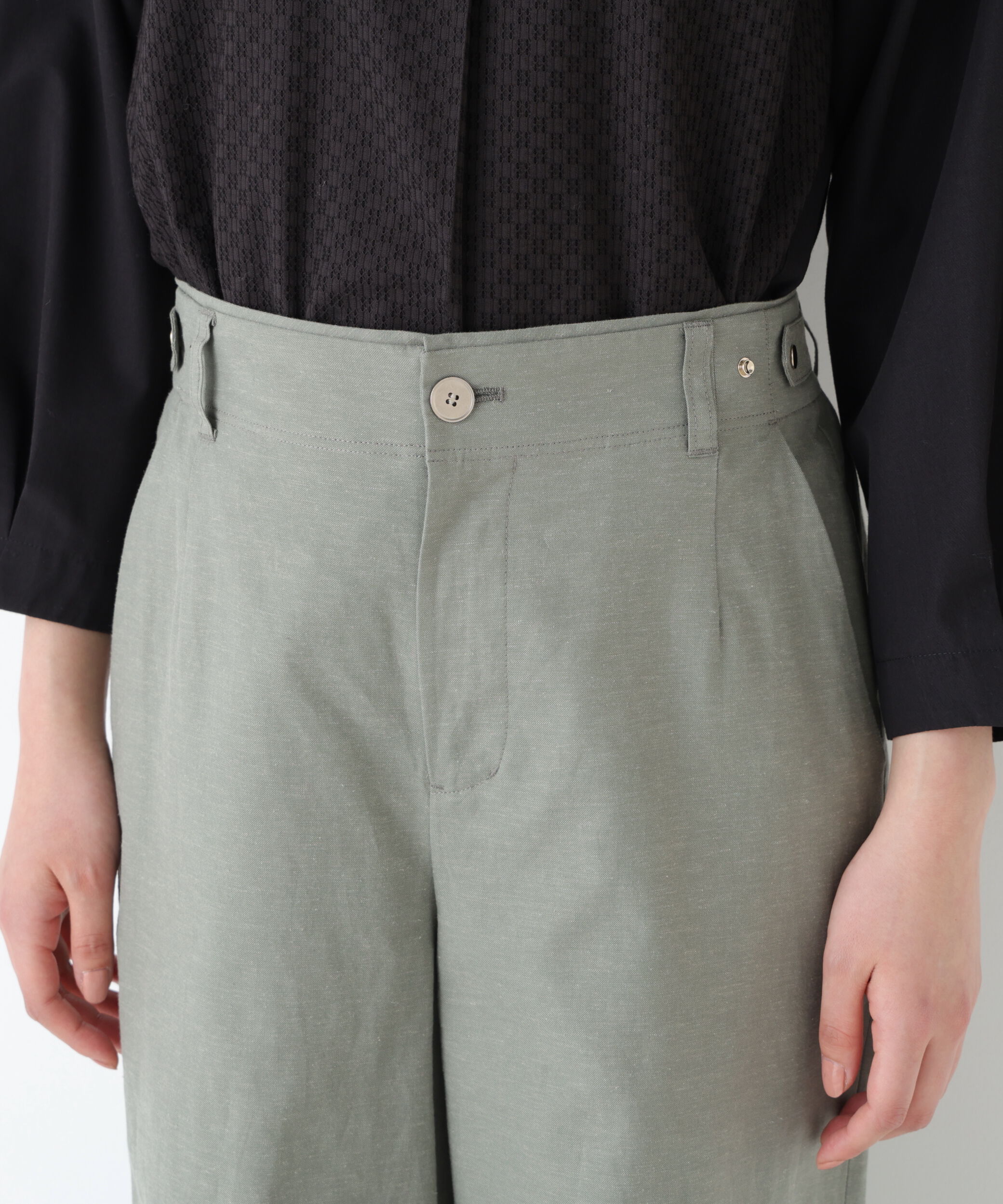  「◆綿麻シャンブレーセミワイドパンツ」|その他|