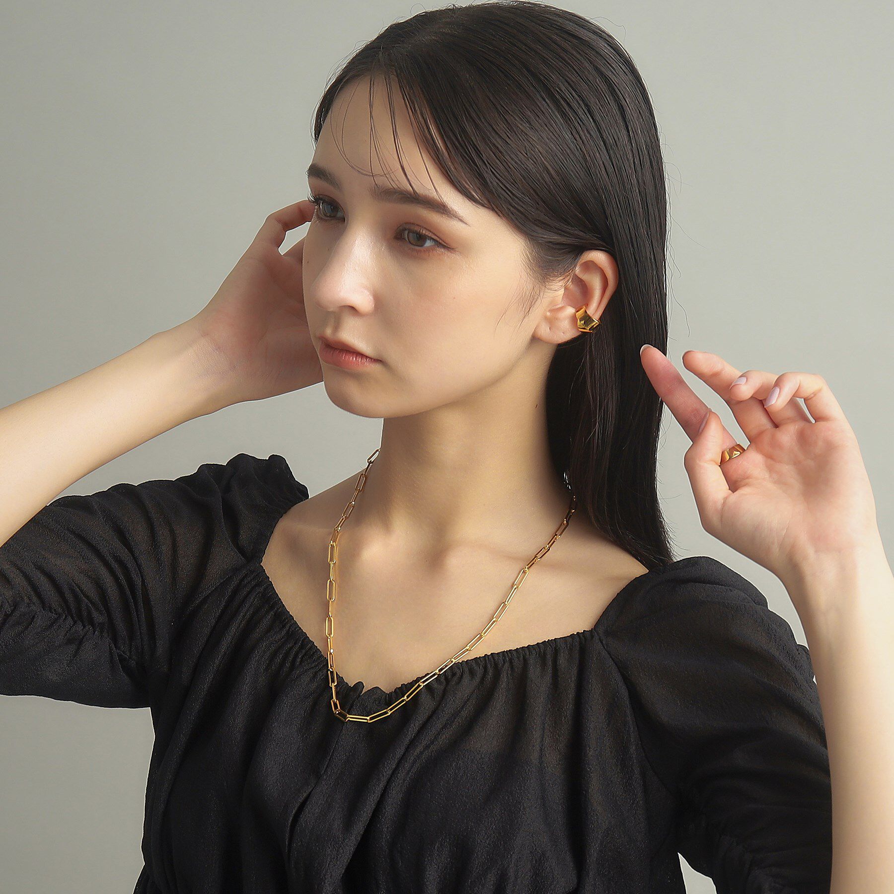 COCOSHNIK ONKITSCH「シルバー デザインチェーン フラットケーブルネックレス（55cm） GP」|ネックレス|