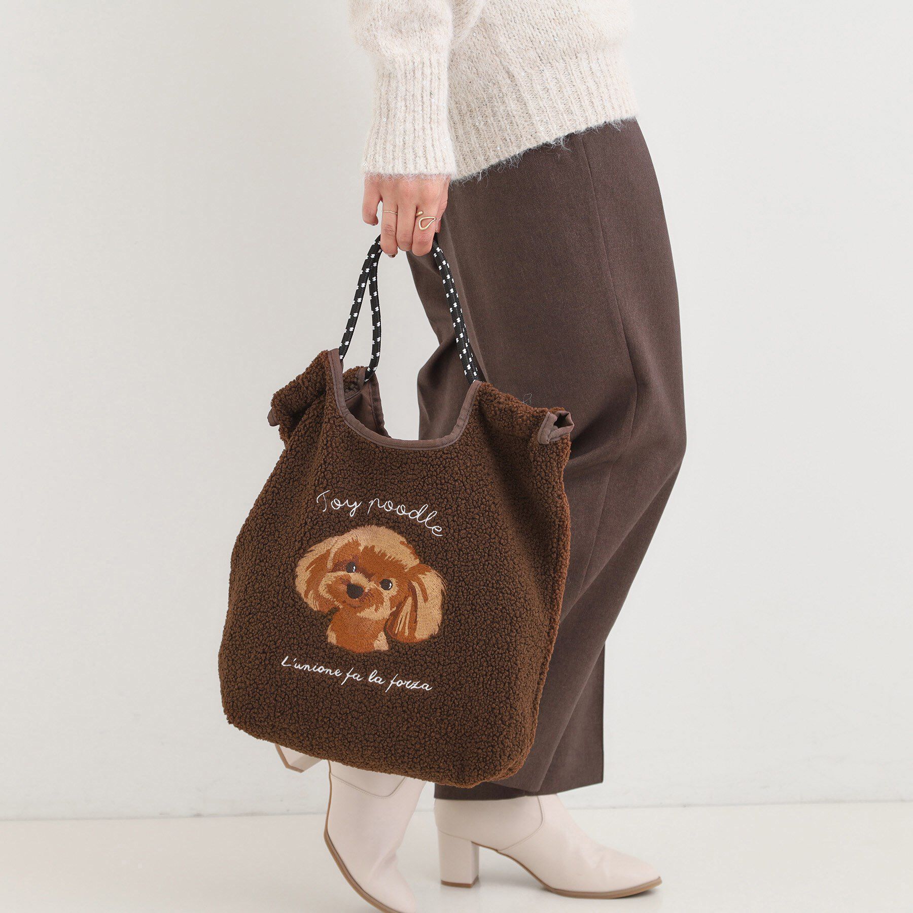 SHOO･LA･RUE「ボア刺繍アニマルコードトートバッグ」|トートバッグ|