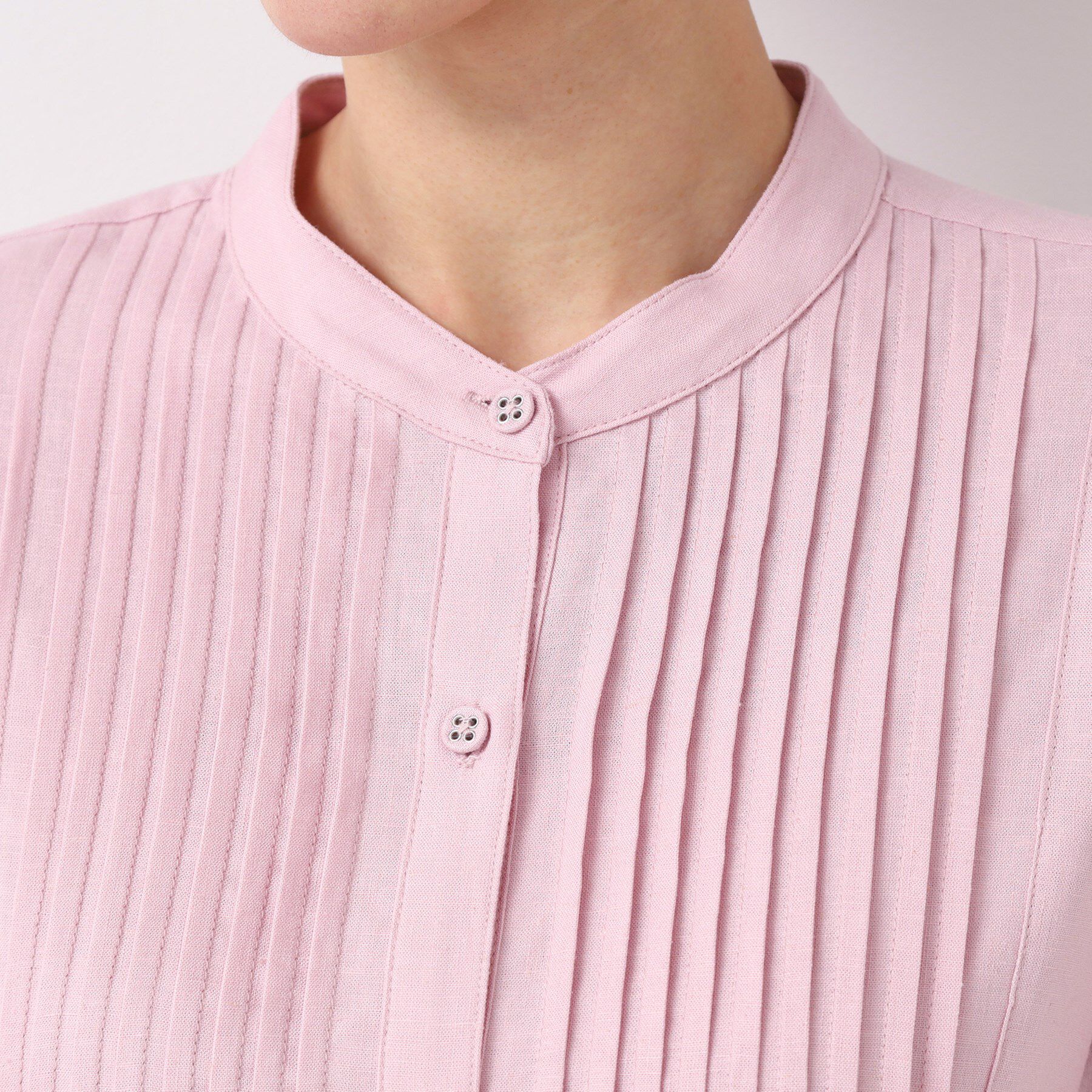 Dessin「【洗える】ピンタック入りバンドカラーブラウス（S～L）」|シャツ・ブラウス|