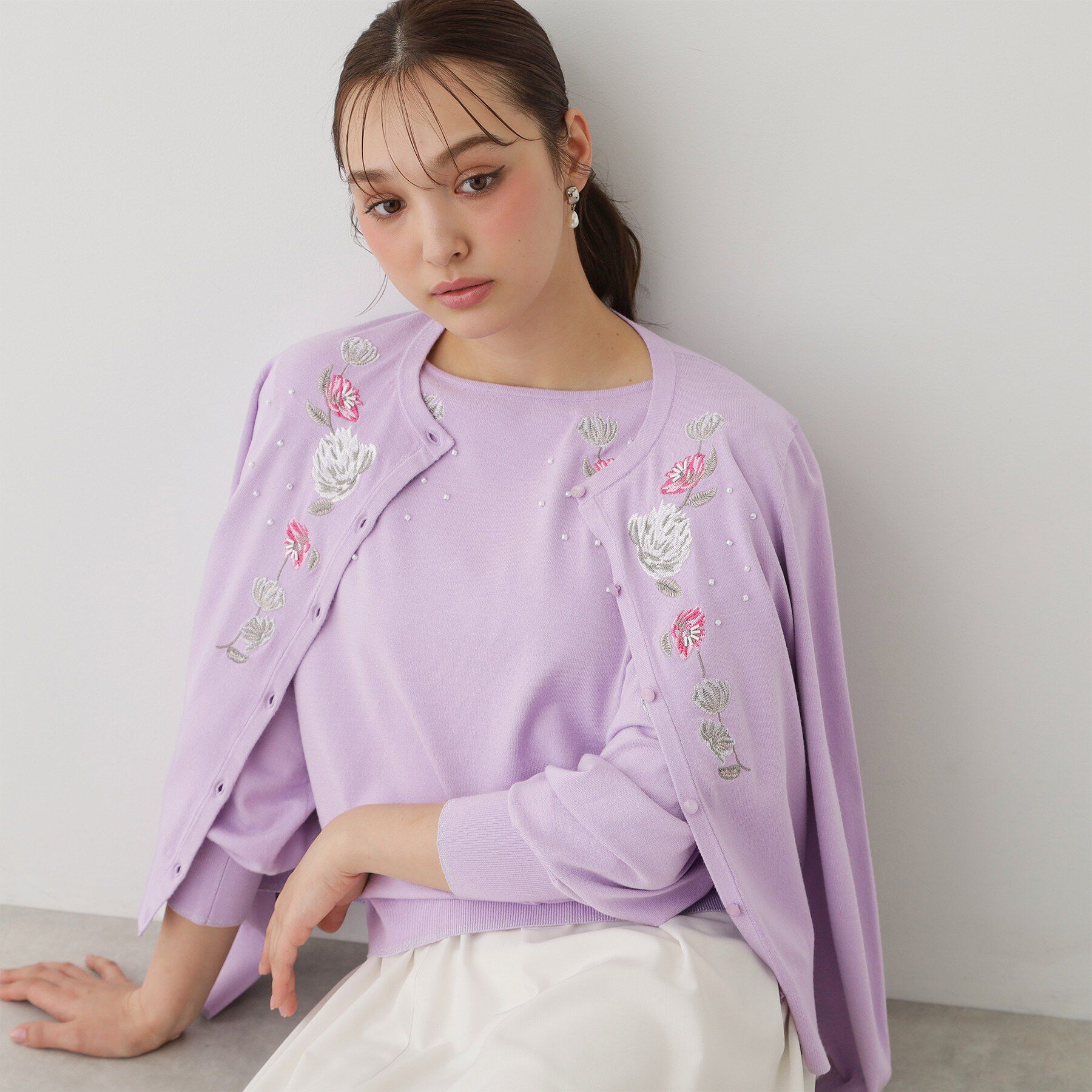 SunaUna「【SS～Lサイズ展開／フラワー刺繍】クラフトプルオーバー」|ニット・セーター|